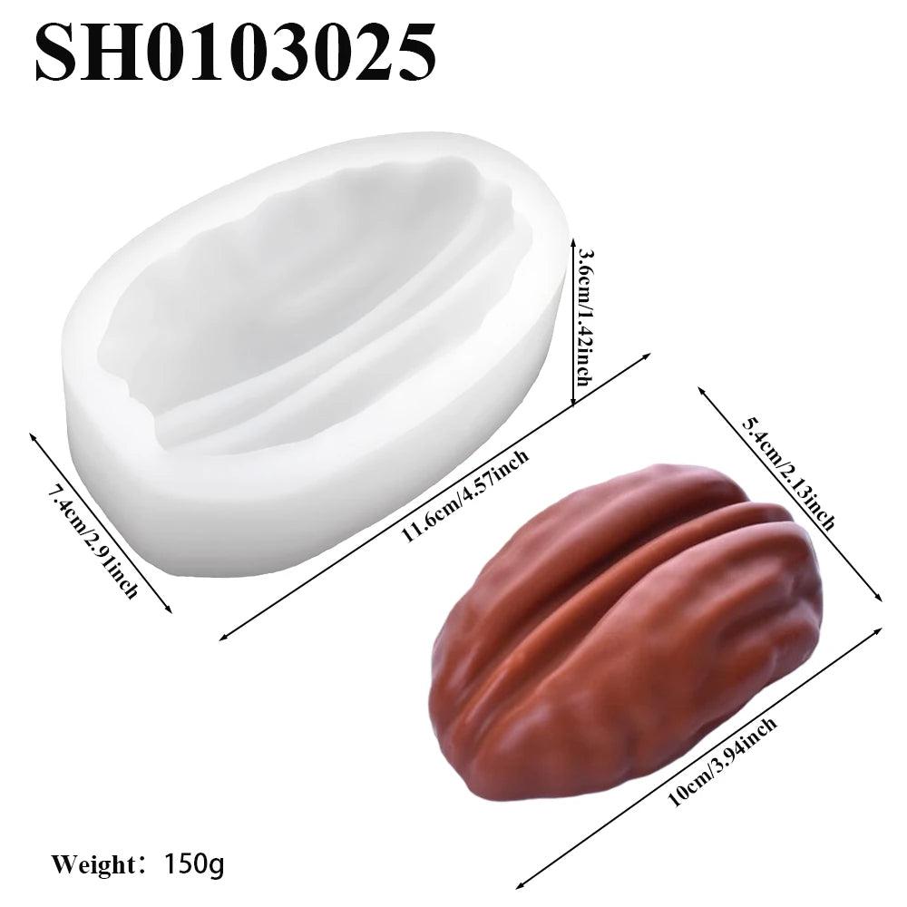 1 or 4-Cell Pecan Nuts Design Silicone Chocolate Mold Food Grade Mousse Cake Mould Pastry Tools Kitchen Dessert Bakeware