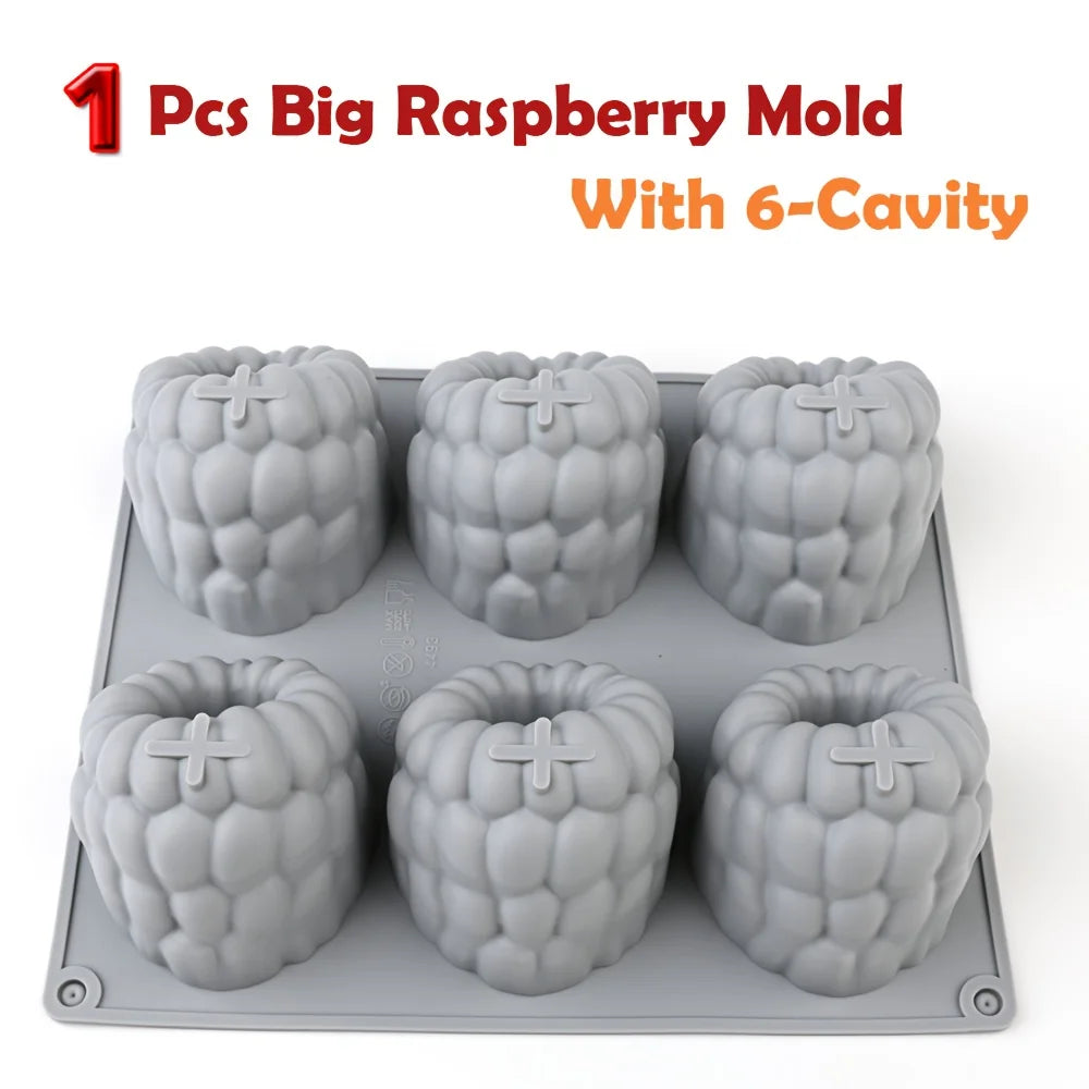 1 Large Raspberry Mousse Cake Mold Silicone Mold Baking 3D Raspberry Pudding Cake Silicone Mold Dessert Chocolate Mold Fruit Cake Decoration Tool Baking Mold