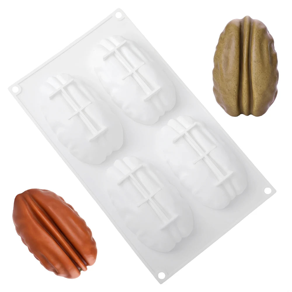 1 or 4-Cell Pecan Nuts Design Silicone Chocolate Mold Food Grade Mousse Cake Mould Pastry Tools Kitchen Dessert Bakeware