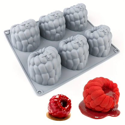 1 Large Raspberry Mousse Cake Mold Silicone Mold Baking 3D Raspberry Pudding Cake Silicone Mold Dessert Chocolate Mold Fruit Cake Decoration Tool Baking Mold