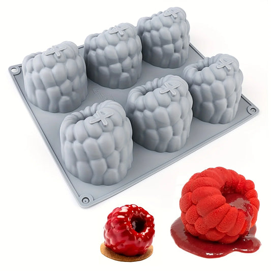 1 Large Raspberry Mousse Cake Mold Silicone Mold Baking 3D Raspberry Pudding Cake Silicone Mold Dessert Chocolate Mold Fruit Cake Decoration Tool Baking Mold