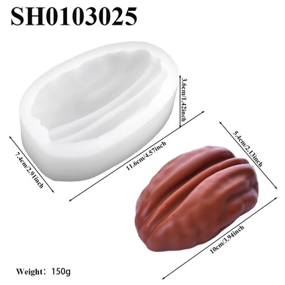 1 or 4-Cell Pecan Nuts Design Silicone Chocolate Mold Food Grade Mousse Cake Mould Pastry Tools Kitchen Dessert Bakeware