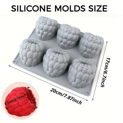 1 Large Raspberry Mousse Cake Mold Silicone Mold Baking 3D Raspberry Pudding Cake Silicone Mold Dessert Chocolate Mold Fruit Cake Decoration Tool Baking Mold